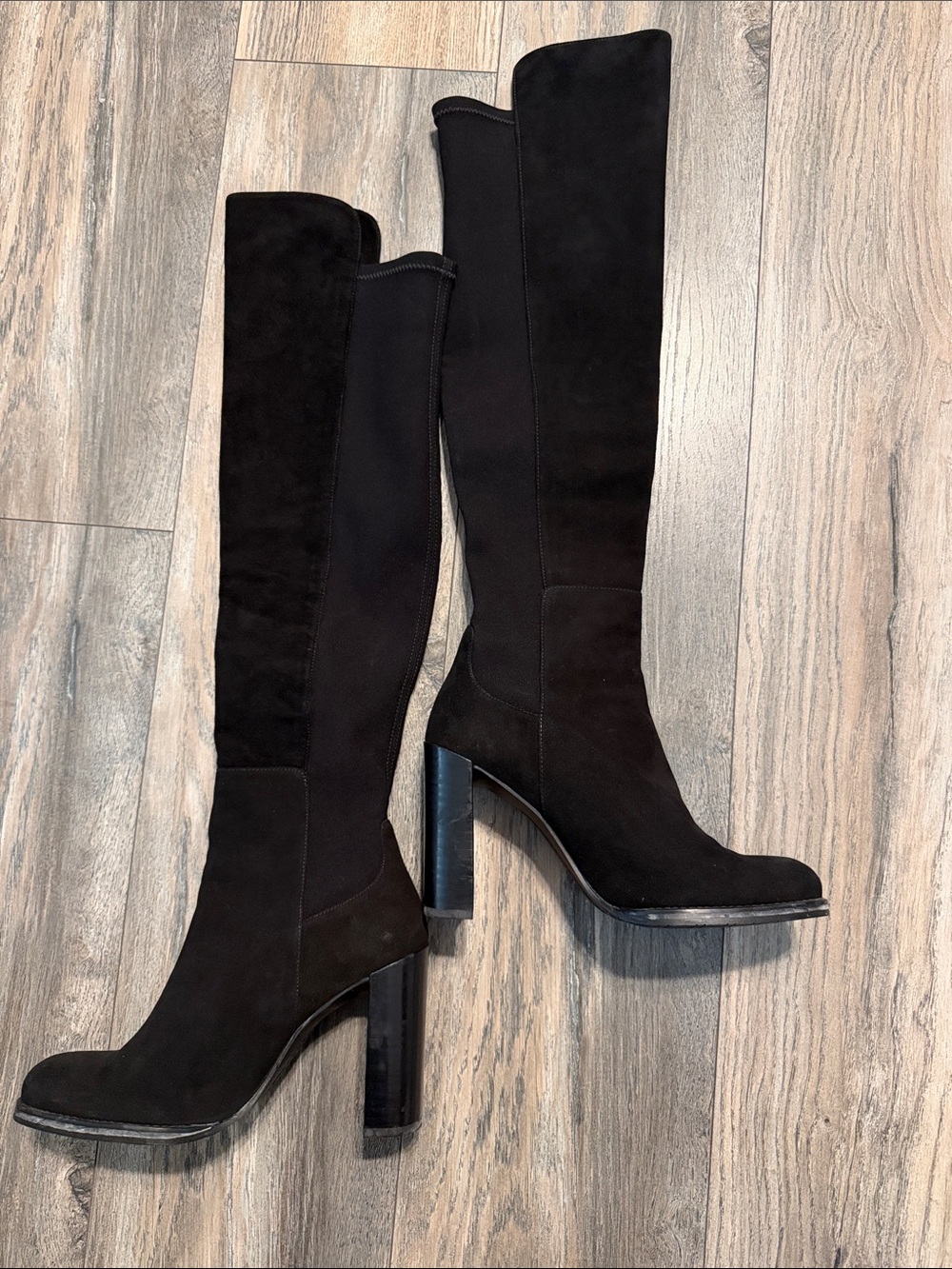 Stuart Weitzman Black Over-the-Knee Block Heel Boots